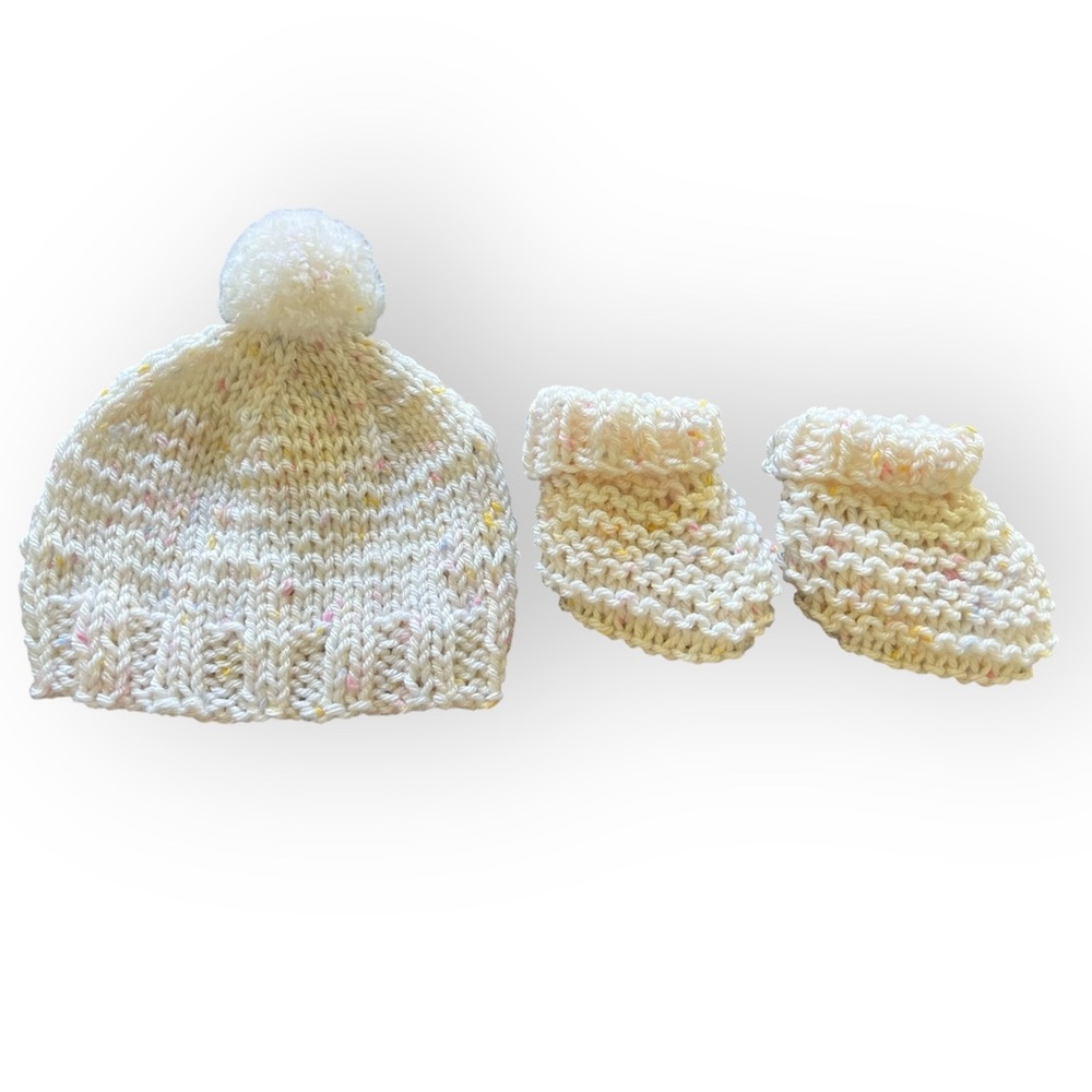 Hand Crafted Cream Knit Baby Set